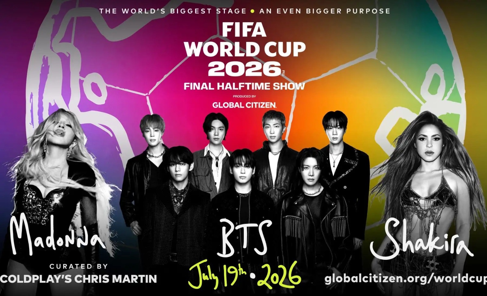 Shakira, Madonna y BTS actuarán en el intermedio de la final del Mundial 2026